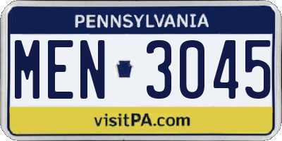 PA license plate MEN3045