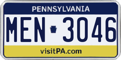 PA license plate MEN3046
