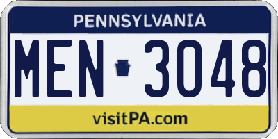 PA license plate MEN3048