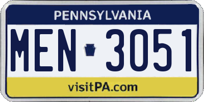 PA license plate MEN3051