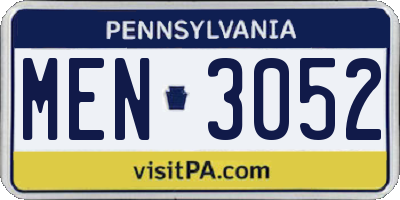 PA license plate MEN3052