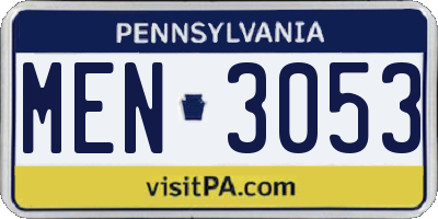 PA license plate MEN3053