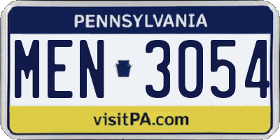 PA license plate MEN3054