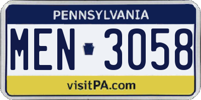 PA license plate MEN3058