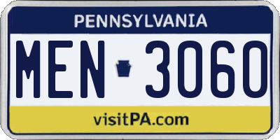 PA license plate MEN3060