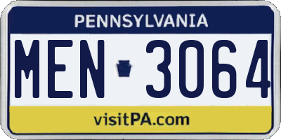 PA license plate MEN3064