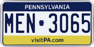 PA license plate MEN3065