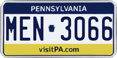 PA license plate MEN3066