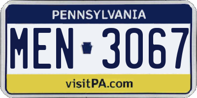 PA license plate MEN3067