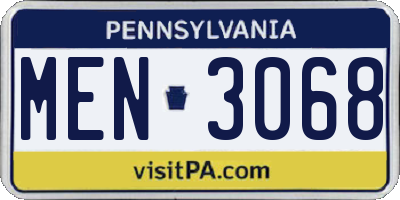 PA license plate MEN3068