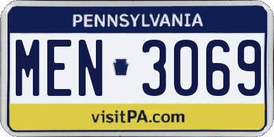 PA license plate MEN3069