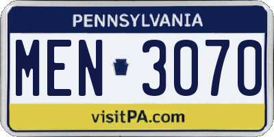 PA license plate MEN3070