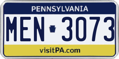 PA license plate MEN3073