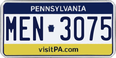 PA license plate MEN3075