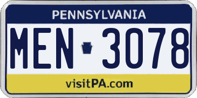 PA license plate MEN3078