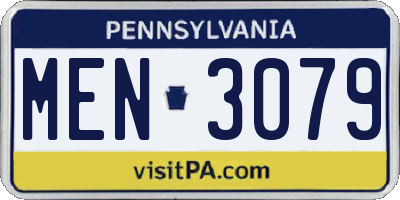 PA license plate MEN3079