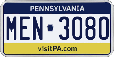 PA license plate MEN3080