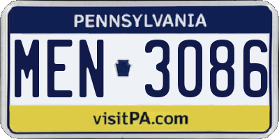 PA license plate MEN3086