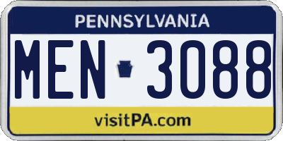 PA license plate MEN3088
