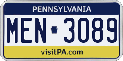 PA license plate MEN3089