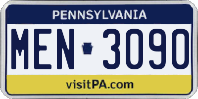 PA license plate MEN3090