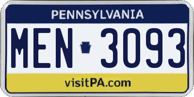 PA license plate MEN3093