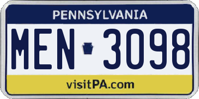PA license plate MEN3098