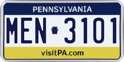 PA license plate MEN3101