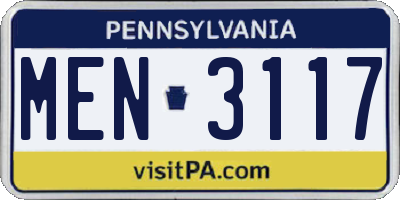 PA license plate MEN3117