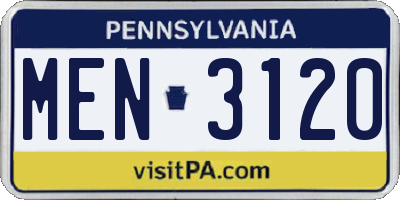 PA license plate MEN3120