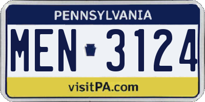 PA license plate MEN3124