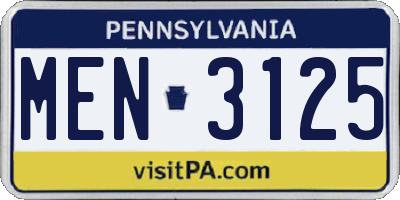 PA license plate MEN3125