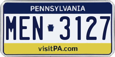 PA license plate MEN3127