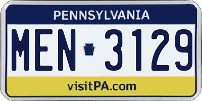 PA license plate MEN3129