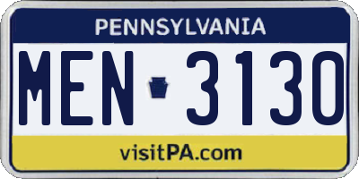 PA license plate MEN3130