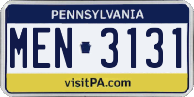 PA license plate MEN3131