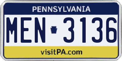 PA license plate MEN3136