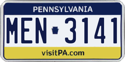PA license plate MEN3141