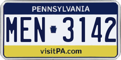PA license plate MEN3142