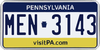 PA license plate MEN3143