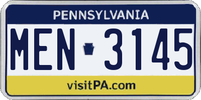 PA license plate MEN3145