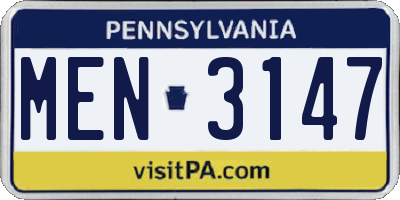 PA license plate MEN3147