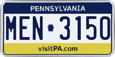 PA license plate MEN3150
