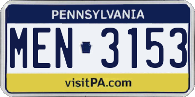 PA license plate MEN3153