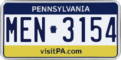 PA license plate MEN3154