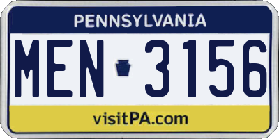 PA license plate MEN3156