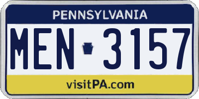 PA license plate MEN3157