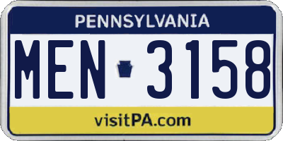 PA license plate MEN3158