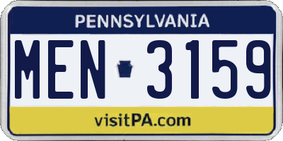 PA license plate MEN3159
