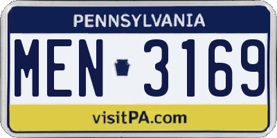 PA license plate MEN3169